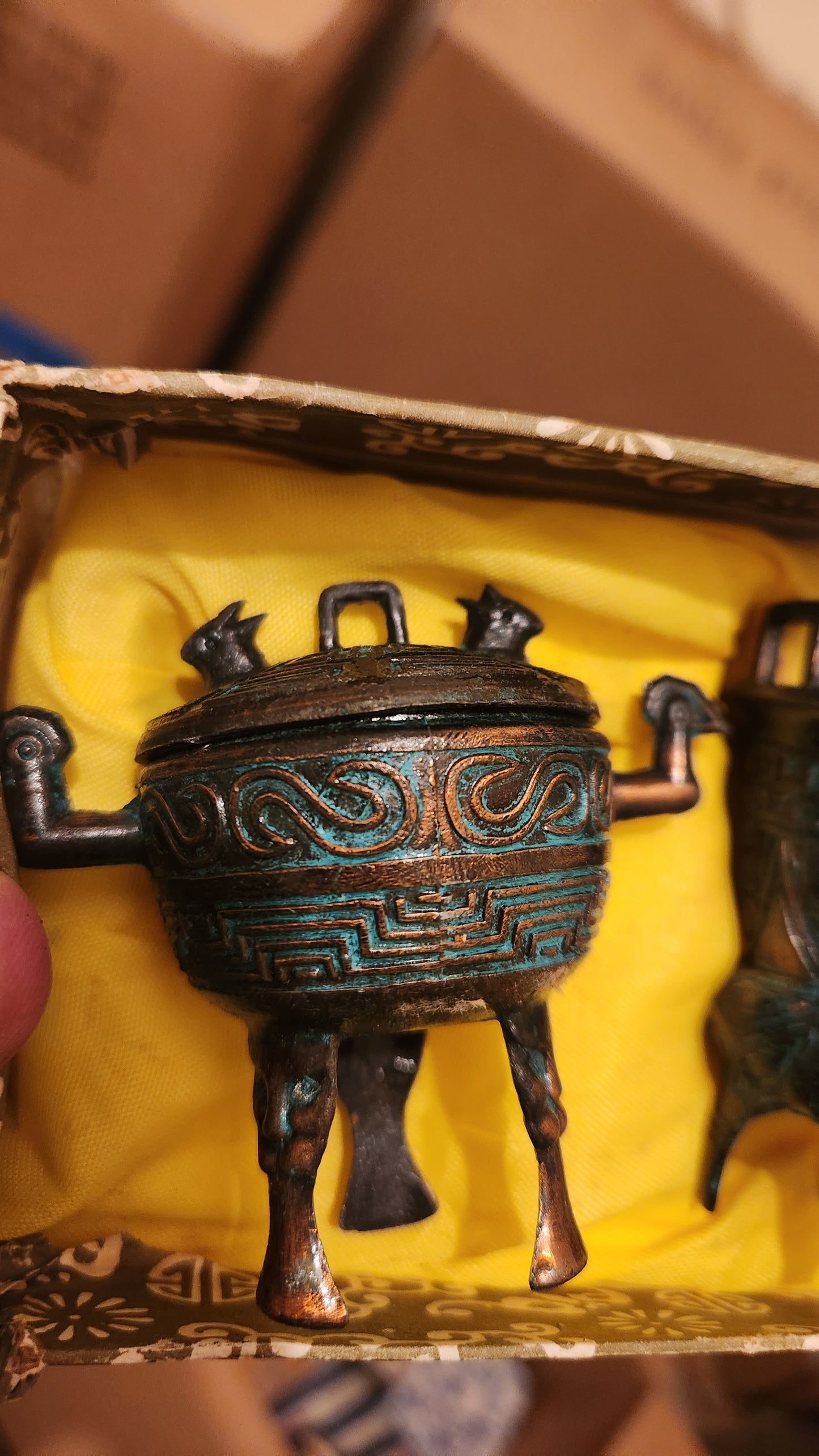 Vintage miniature Chinese bronze ritual vessels