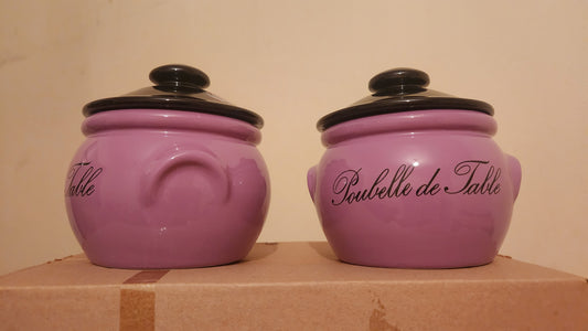 Set of 2 "Decor exclusiv" vintage French stoneware "Poubelle de Table" pots