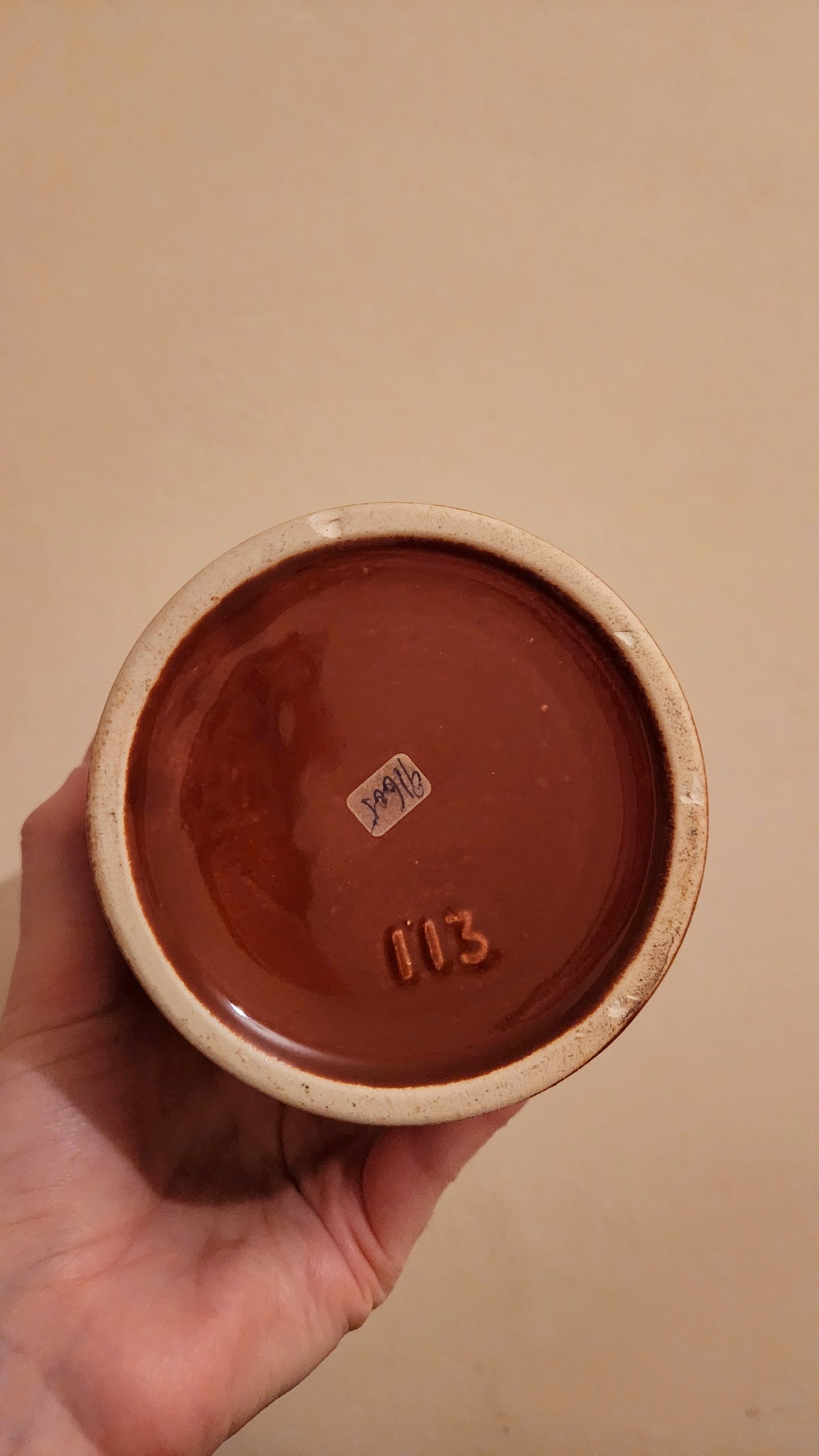 4 Mid-Century Modern Brown Glazed Ceramic Kitchen Canisters with Wooden Lids