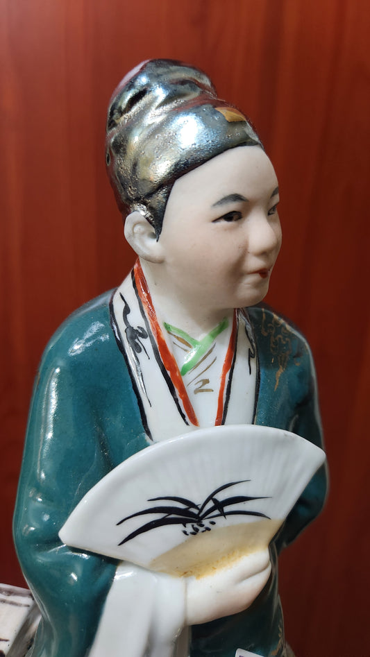 Vintage Jingdezhen Porcelain Figure - Chinese Scholar - Hand Painted - Factory 5