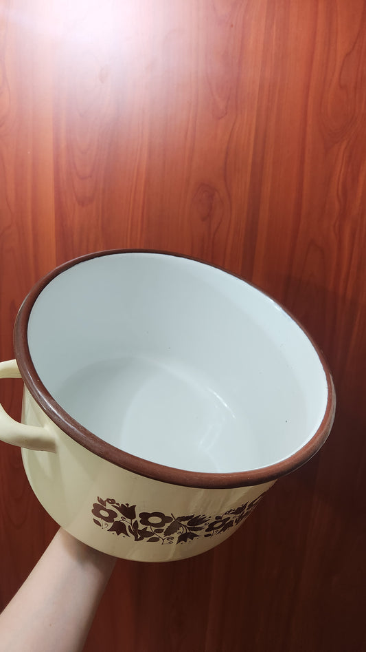 Vintage Polish Enamel Casserole Pot - "Universal" Poland
