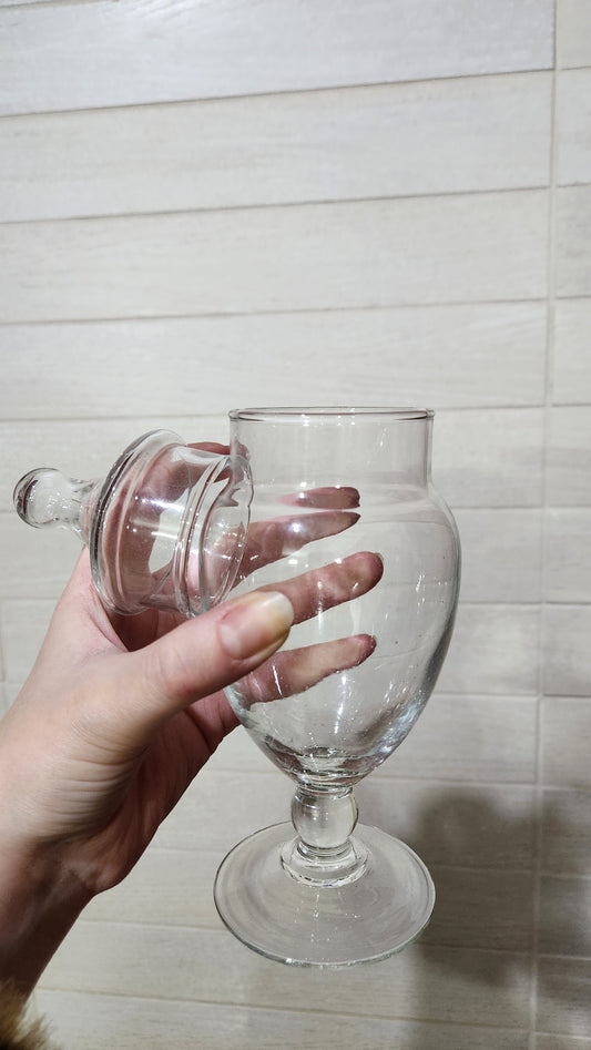 Glass Bonbon Candy Jar with Stemmed Foot