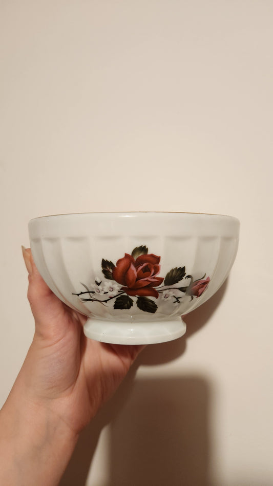 Set of 3 Vintage Naaman Porcelain Rose Bowls - Gold Rim
