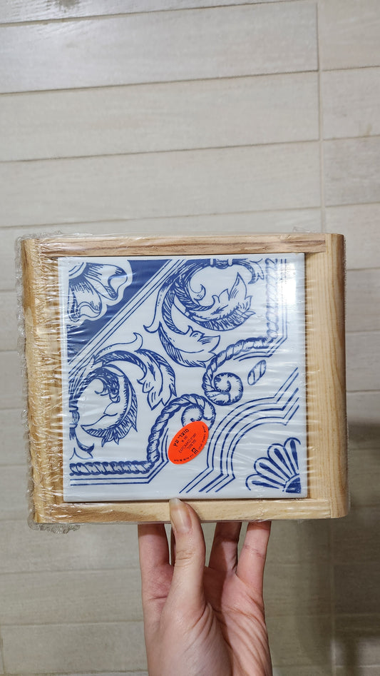 Set of 2 Azulejo Tile & Pine Wood Trivets - EXPOMAD Portugal