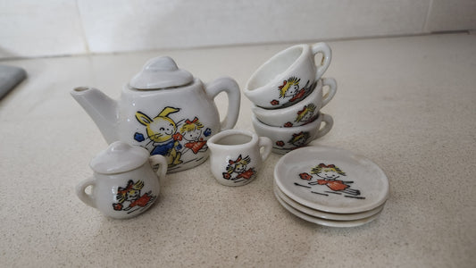 Vintage Miniature Porcelain Tea Set - 10 Pieces