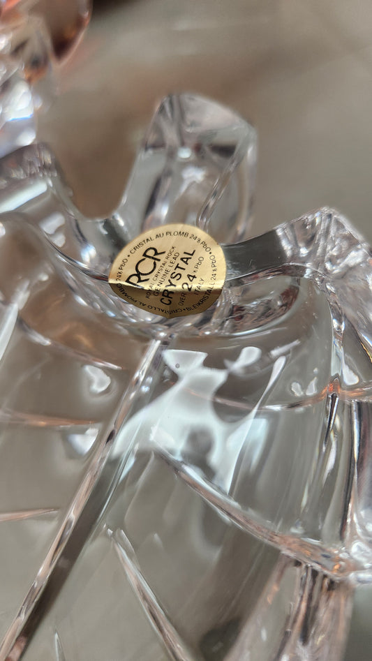 Set of 2 RCR Royal Crystal Rock "Foglia Grande" Leaf Bowls - 24% Lead Crystal