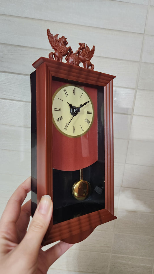 Quartz Wall Clock with Pendulum and Pegasus Ornament