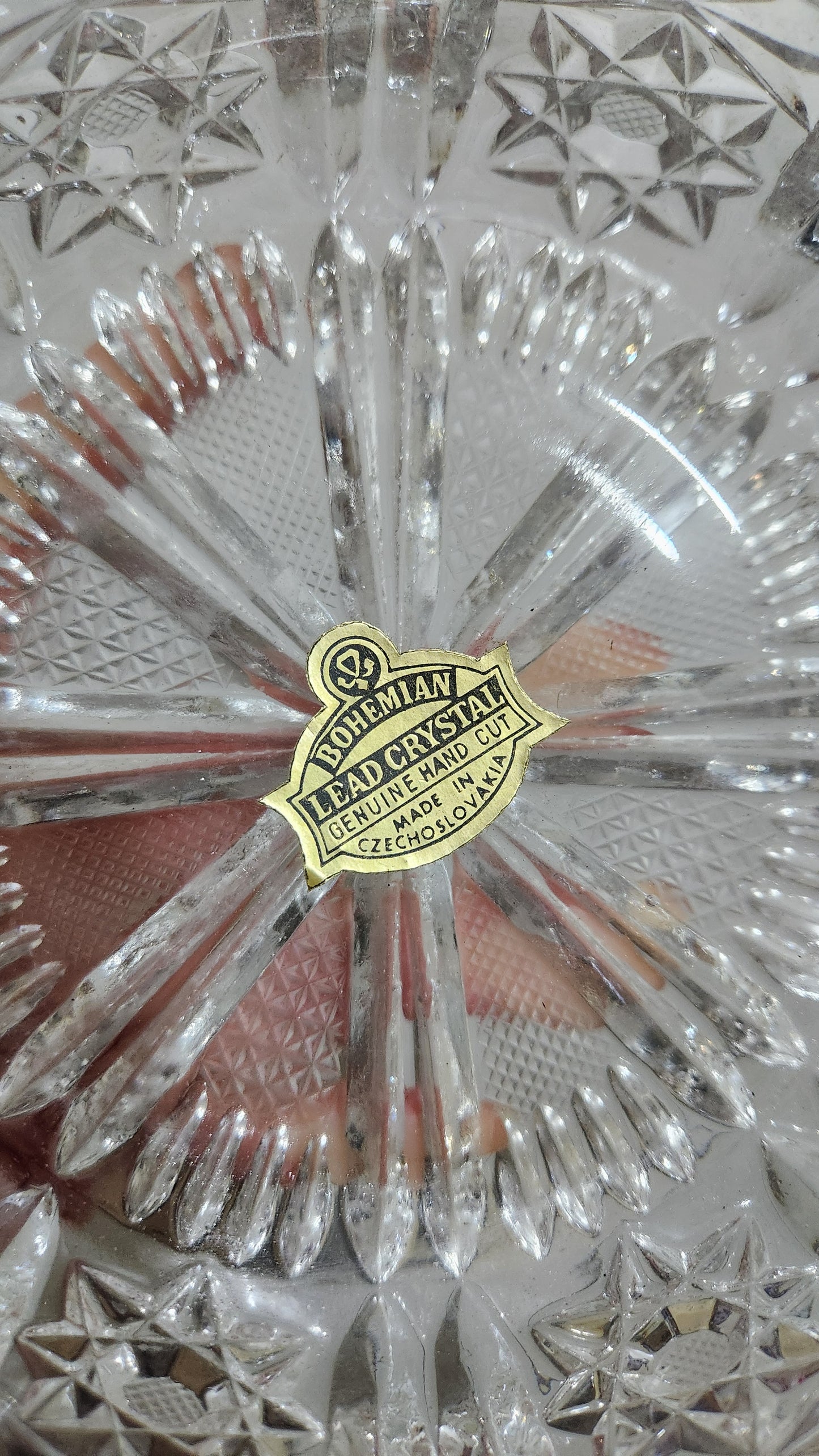 Vintage Bohemian Lead Crystal Ashtray - Hand Cut Glass