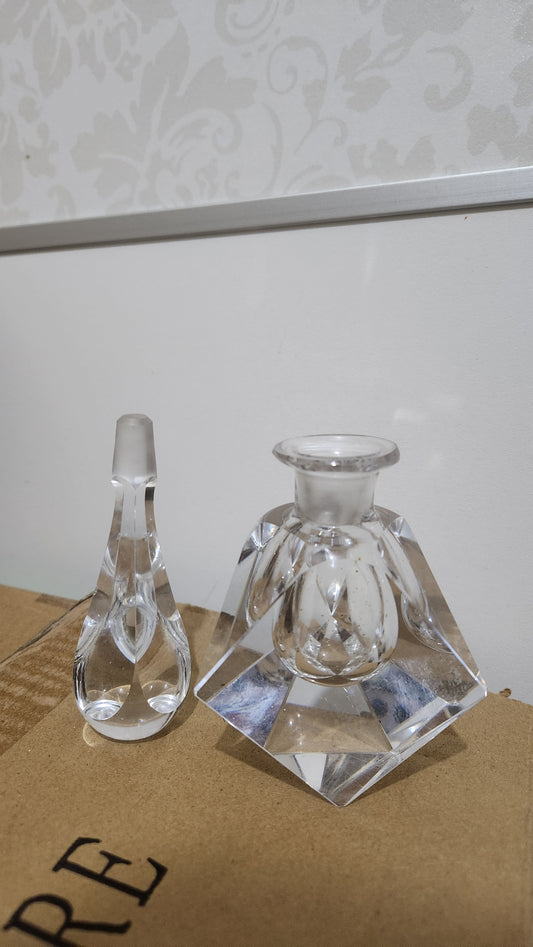 Vintage Art Deco Style Crystal Perfume Bottle with Stopper