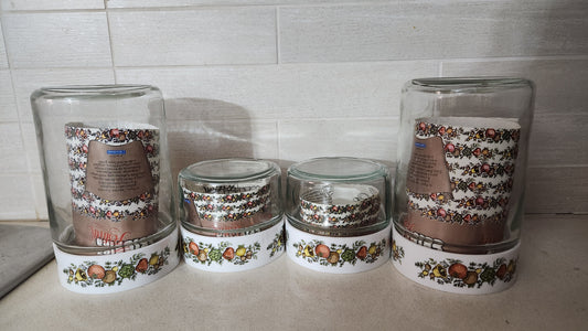 4pc Santa Marina "Spice of Life" Glass Canister Set - CorningWare Style