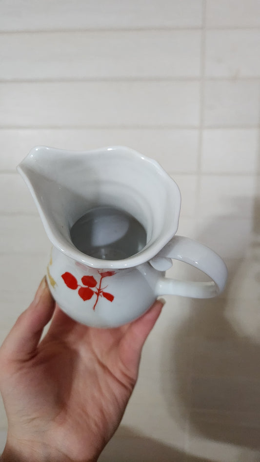 Naaman Porcelain Pitcher / Creamer - Red Rose Pattern