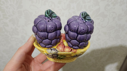 Vintage Japanese Ceramic Grapes Salt & Pepper Shakers