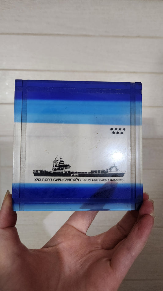 Vintage ZIM Israel collectible Navigation Co. Maritime Collectible - Acrylic Paperweight