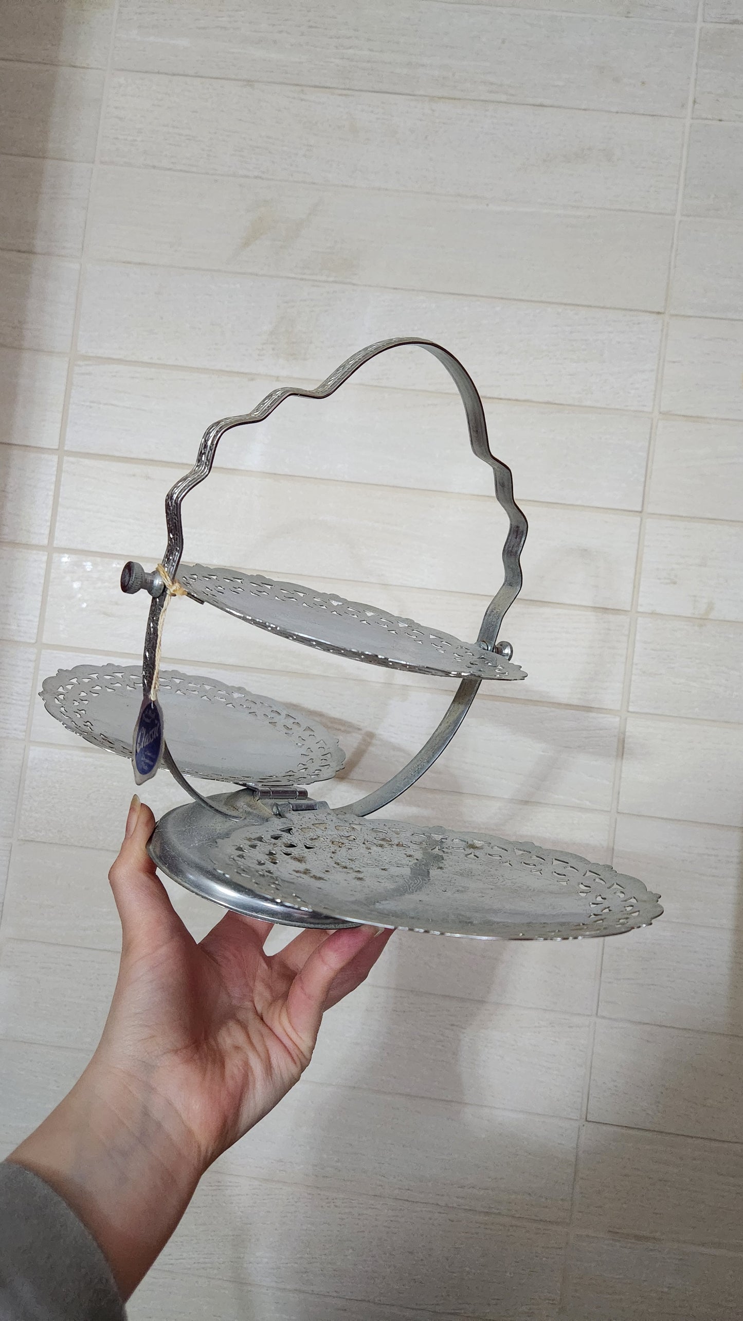 Vintage England Mayell "Classic" Folding 3-Tier Cake Stand