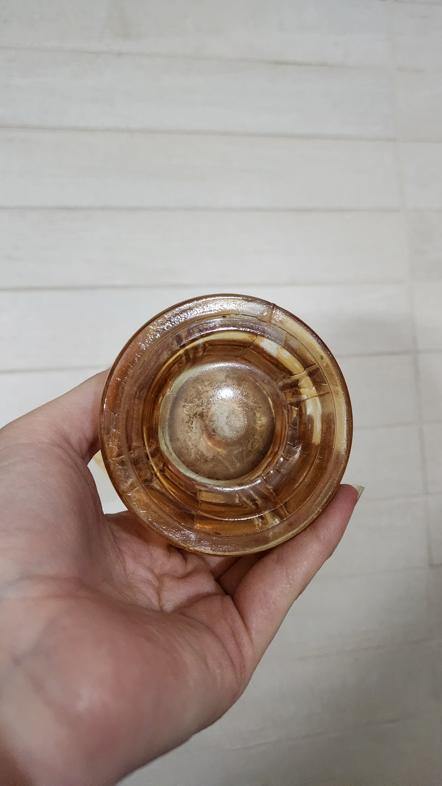 Vintage Marigold Carnival Glass Vase - Iridescent Paneled Pattern
