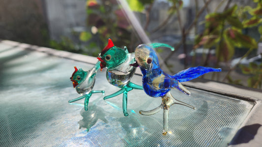 Vintage Murano Glass Birds - Set of 3 Colorful Handblown Figurines