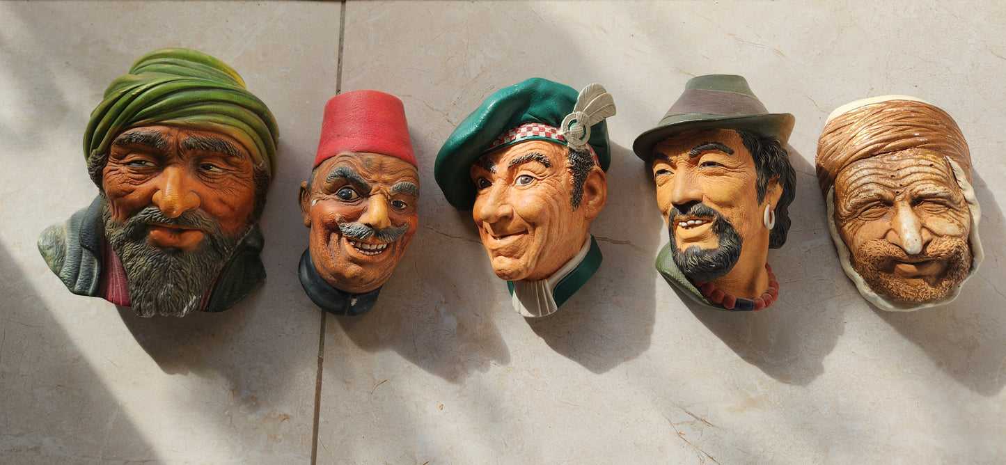 Vintage Bossons England Chalkware Head "The Kurd" (1961) – Hand Painted Wall Mask
