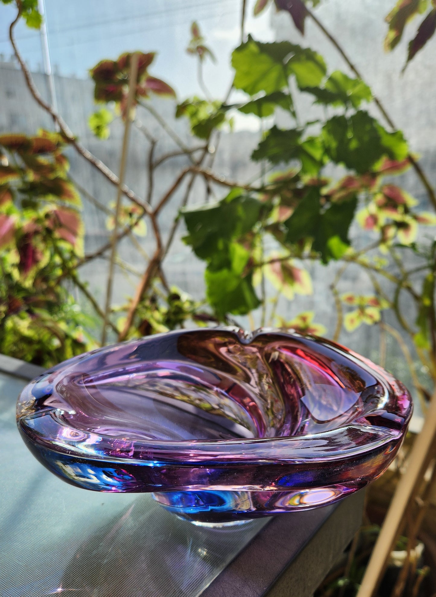 Vintage Murano Sommerso Art Glass Bowl - Purple & Blue - 18cm