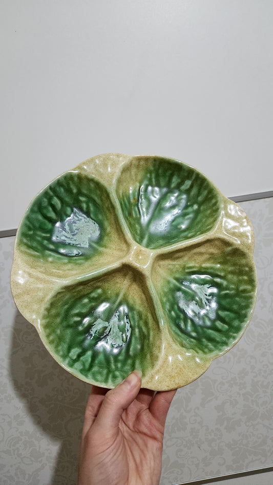 Kernat Ceramic Cabbage Leaf Divided Serving Dish