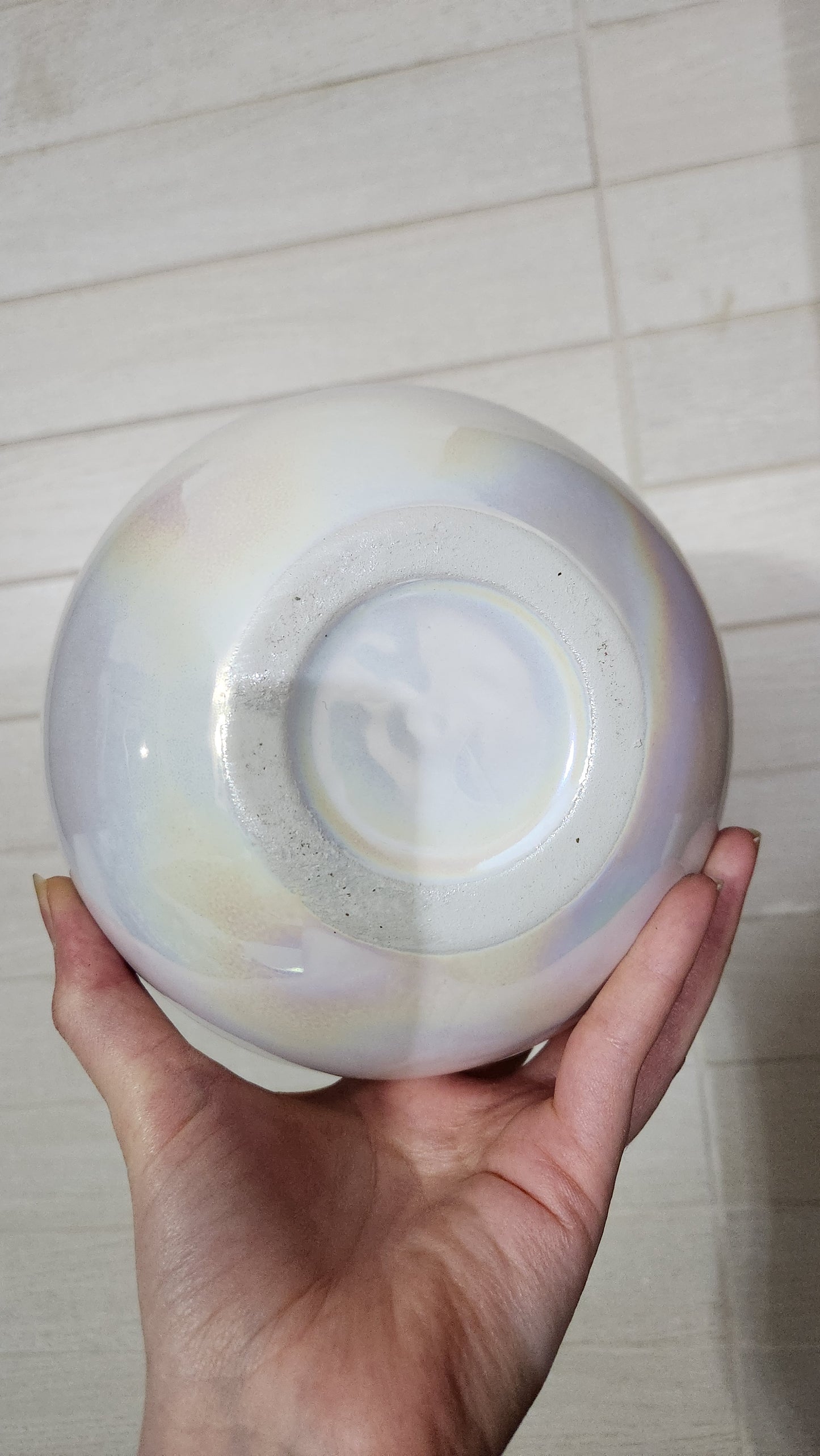 Iridescent Pearlescent Ceramic Round Planter/Decorative Bowl by Artepote