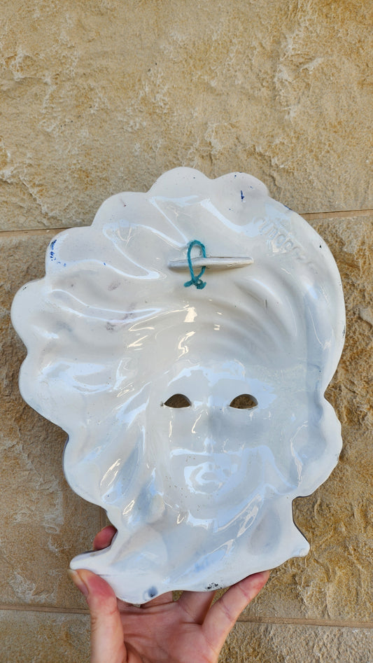 Jitrois Italy Ceramic Wall Mask - Blue & Gold Venetian Style