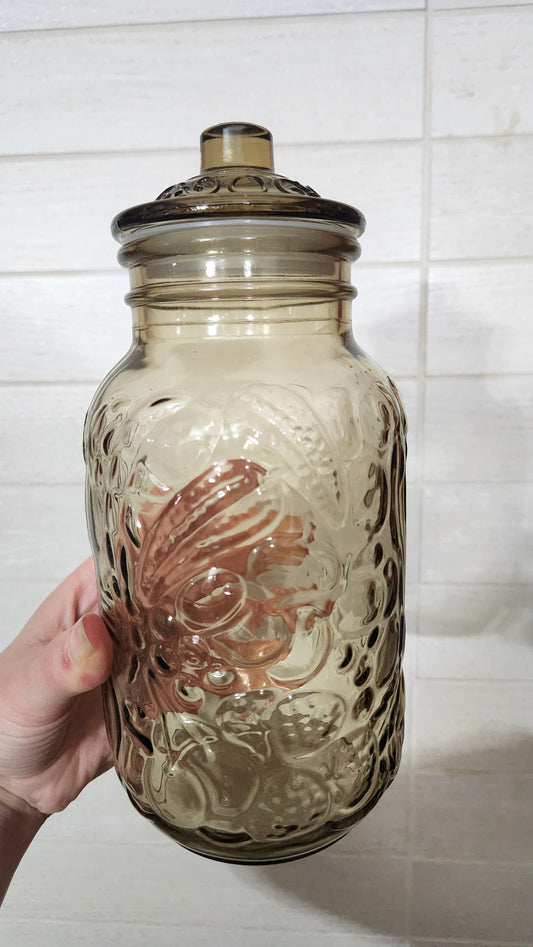 Italian Amber Glass Kitchen Canisters - Set of 2