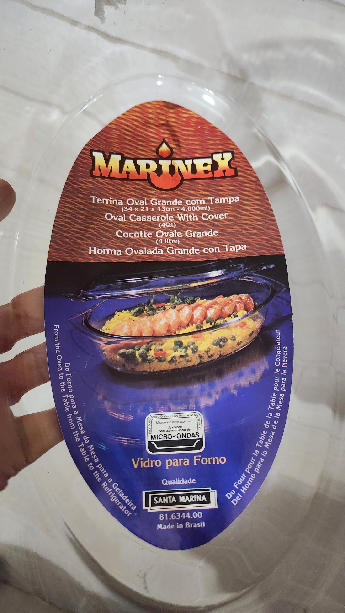 Marinex 4-Quart Oval Glass Casserole Dish with Lid