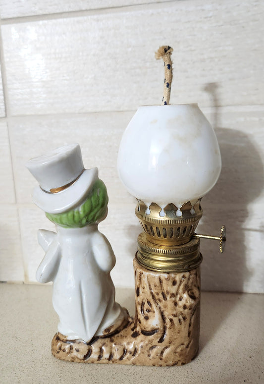 Porcelain Boy Figurine Miniature Oil Lamp