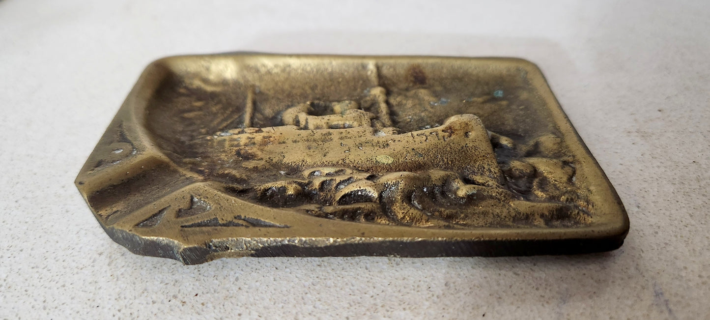 1950s Israeliana Brass Ashtray - "Keren Israel" ZIM Ship