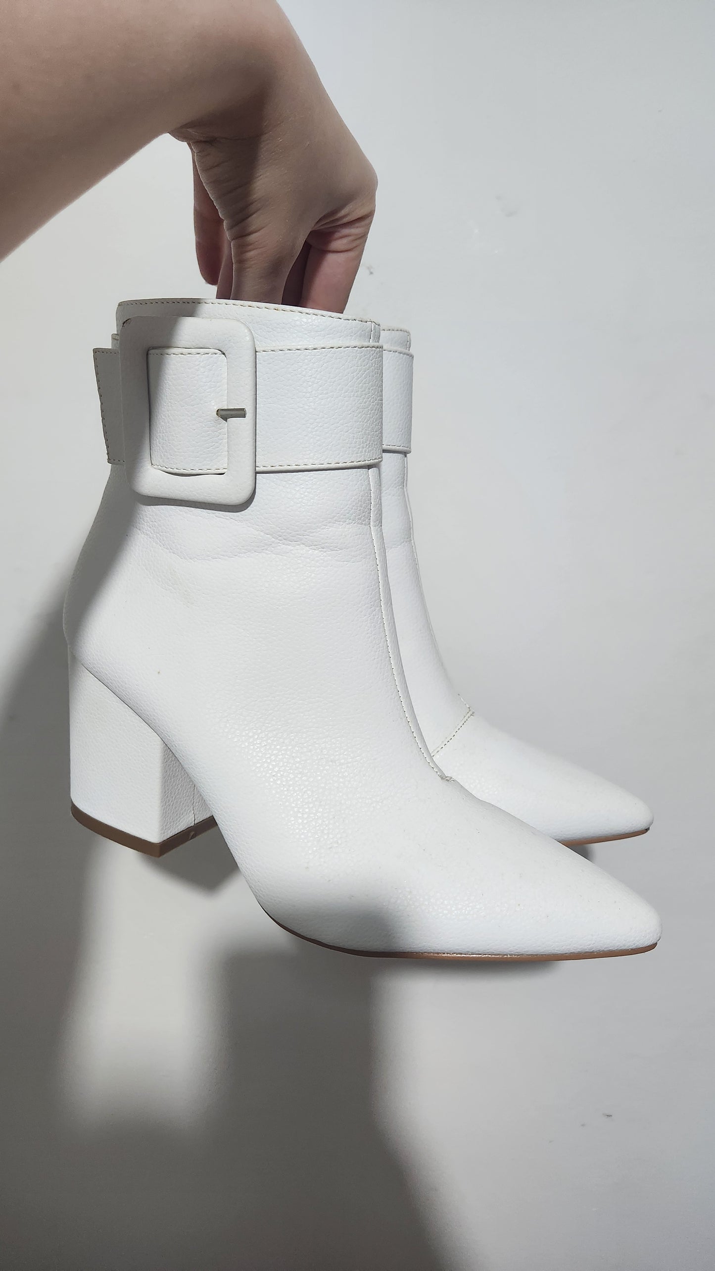 NASTYGAL Buckle It Up Faux Leather Pointed Boot - size US 8 (39 EU)