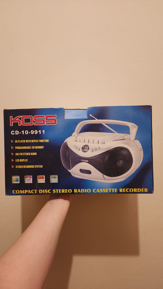 vintage koss cd-10-9911 compact disc stereo radio cassette recorder new sealed