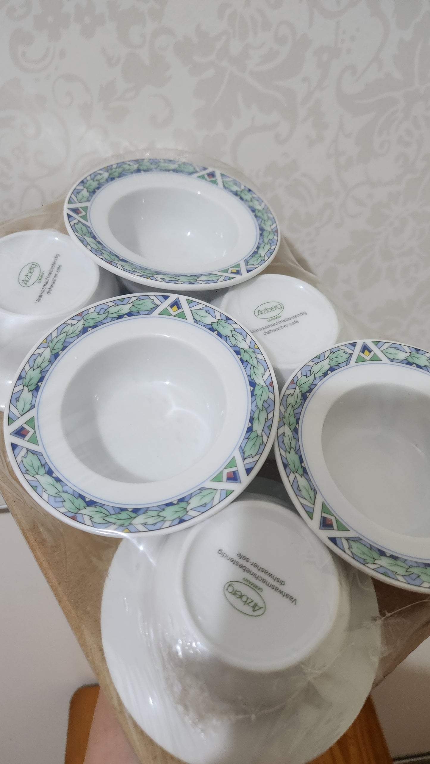 90s Arzberg Germany Porcelain Soup Bowls - set of 6