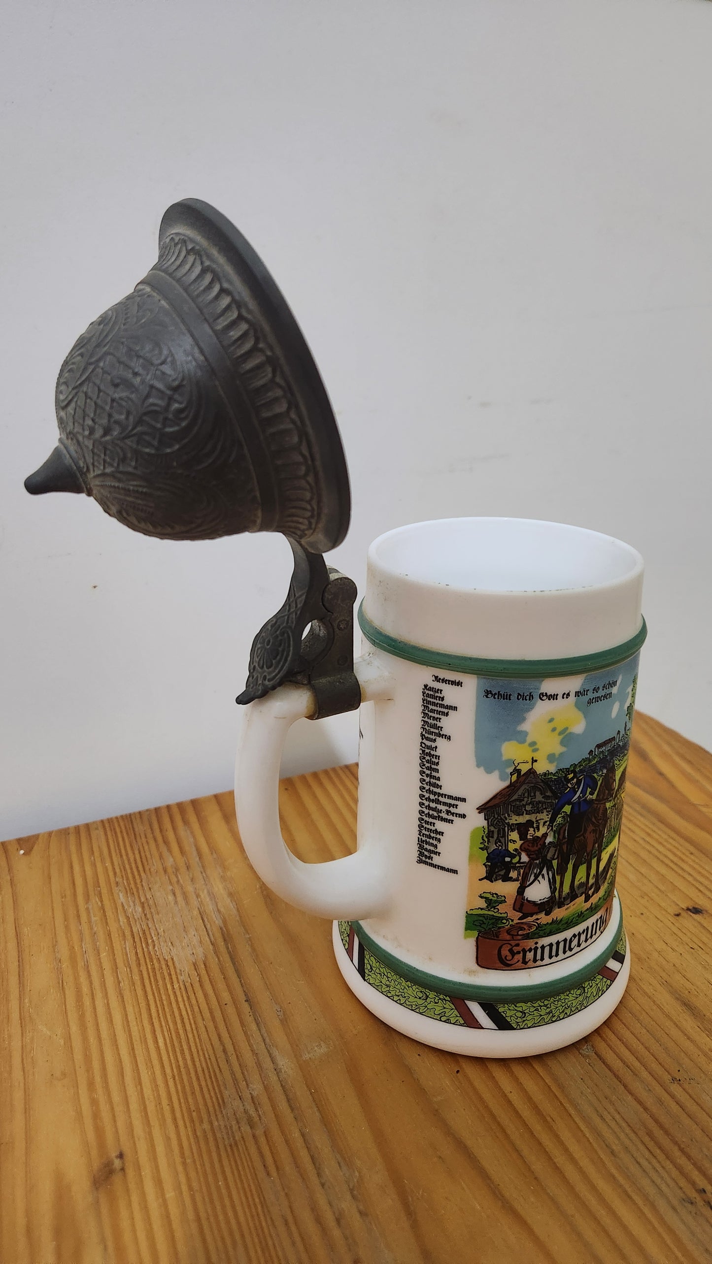 Vintage 1970's Original "BMF Milk Glass Beer Stein"-Imperial Kaiser W.W.I Patt