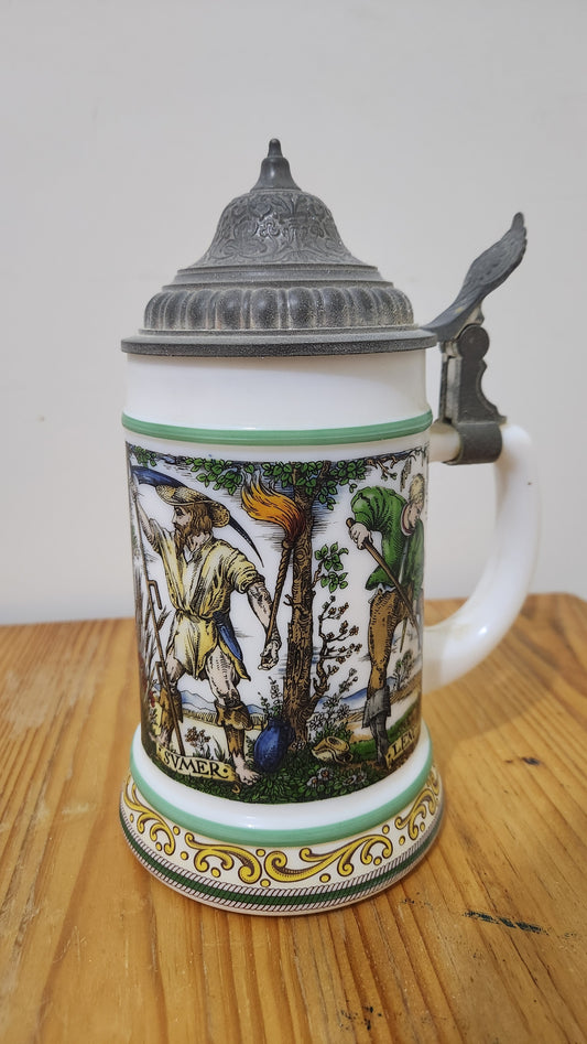 Vintage West German BMF Beer Tankard Bierseidel With Lid - B125