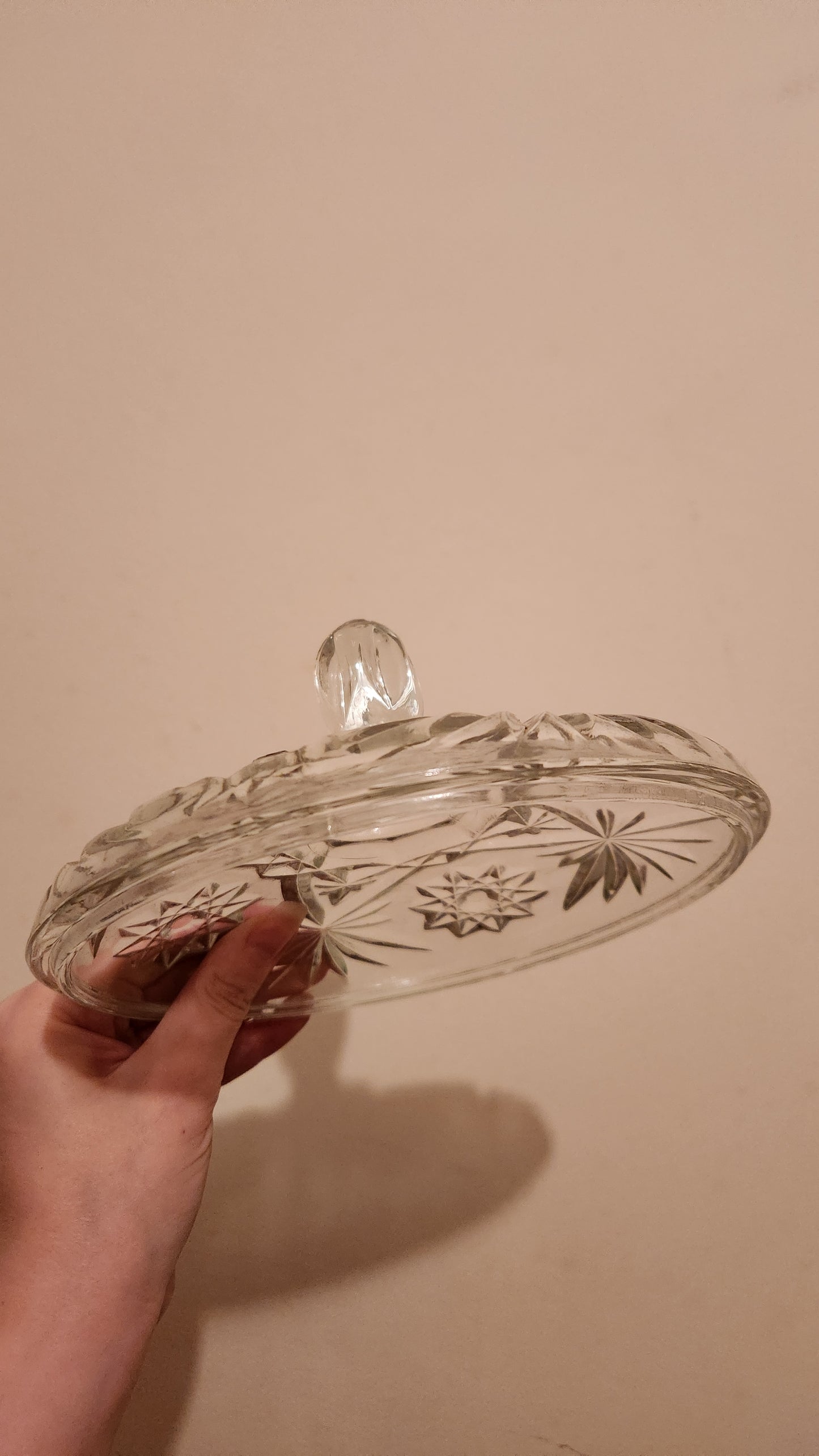 vintage Anchor Hocking Star of David covered candy dish