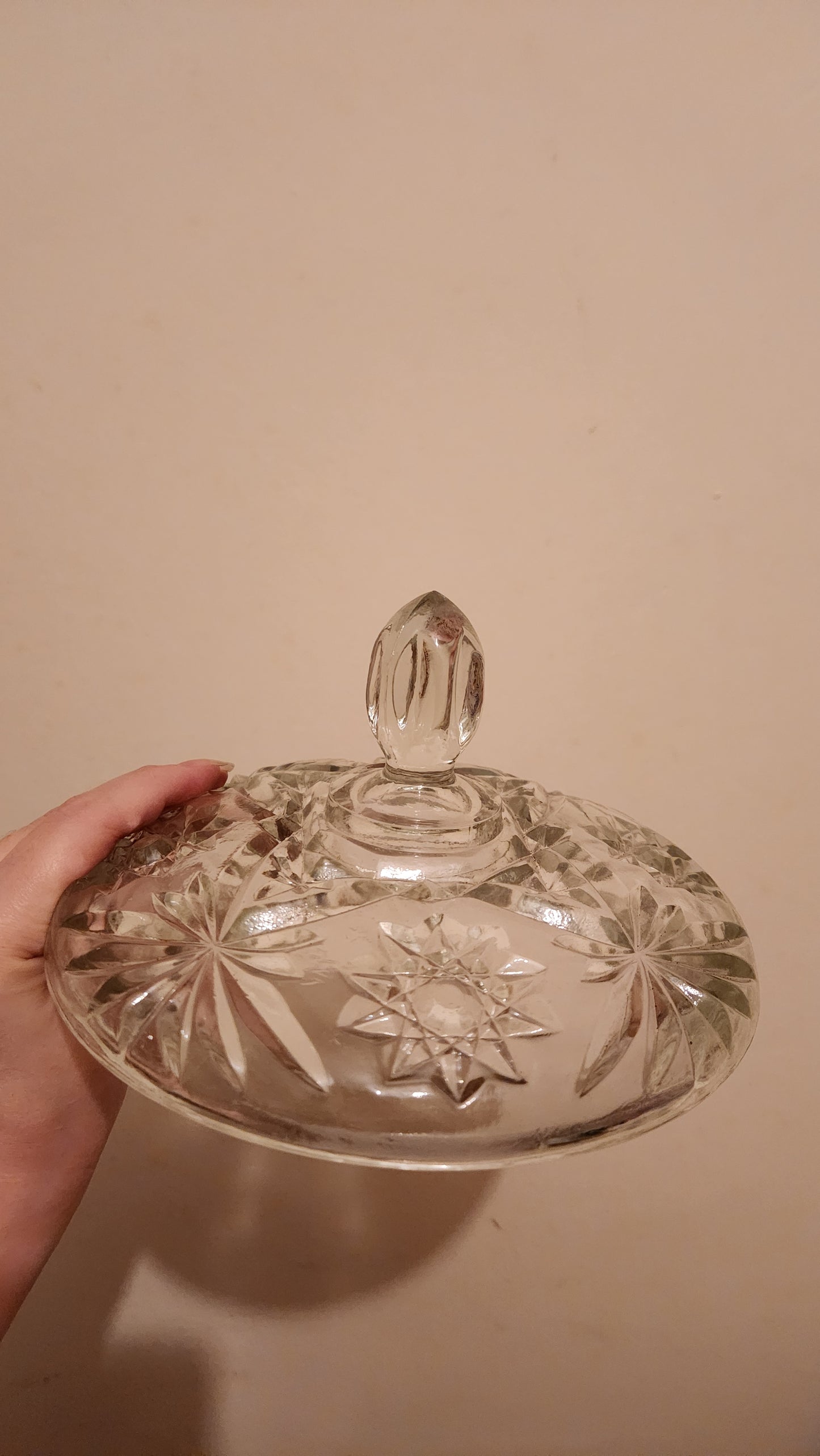 vintage Anchor Hocking Star of David covered candy dish