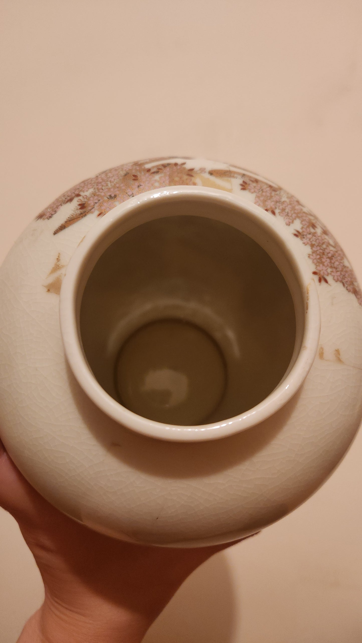 Vintage japanese Satsuma Peacock Ginger Jar