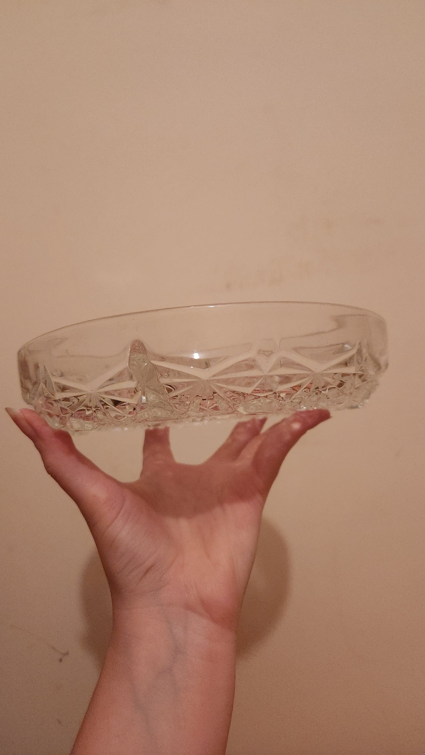 French Crystal Cut Glass, Daisy & Button 3 Part Divided Dish
