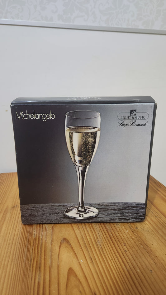 Set of 6 Luigi Bormioli Michelangelo crystal champagne glasses