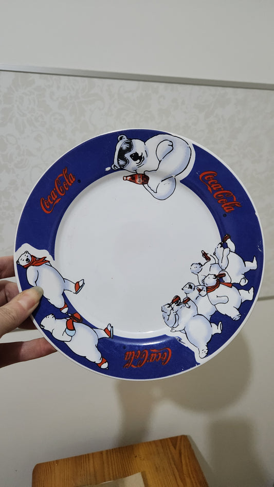 3 vintage Coca-Cola plates with the polar bear mascots
