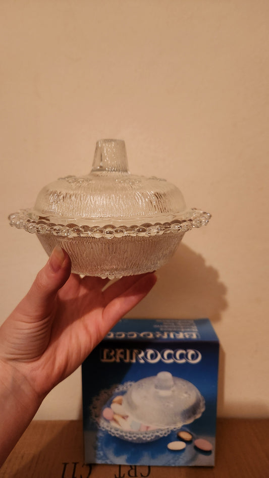 Vintage Masserini Barocco glass candy dish