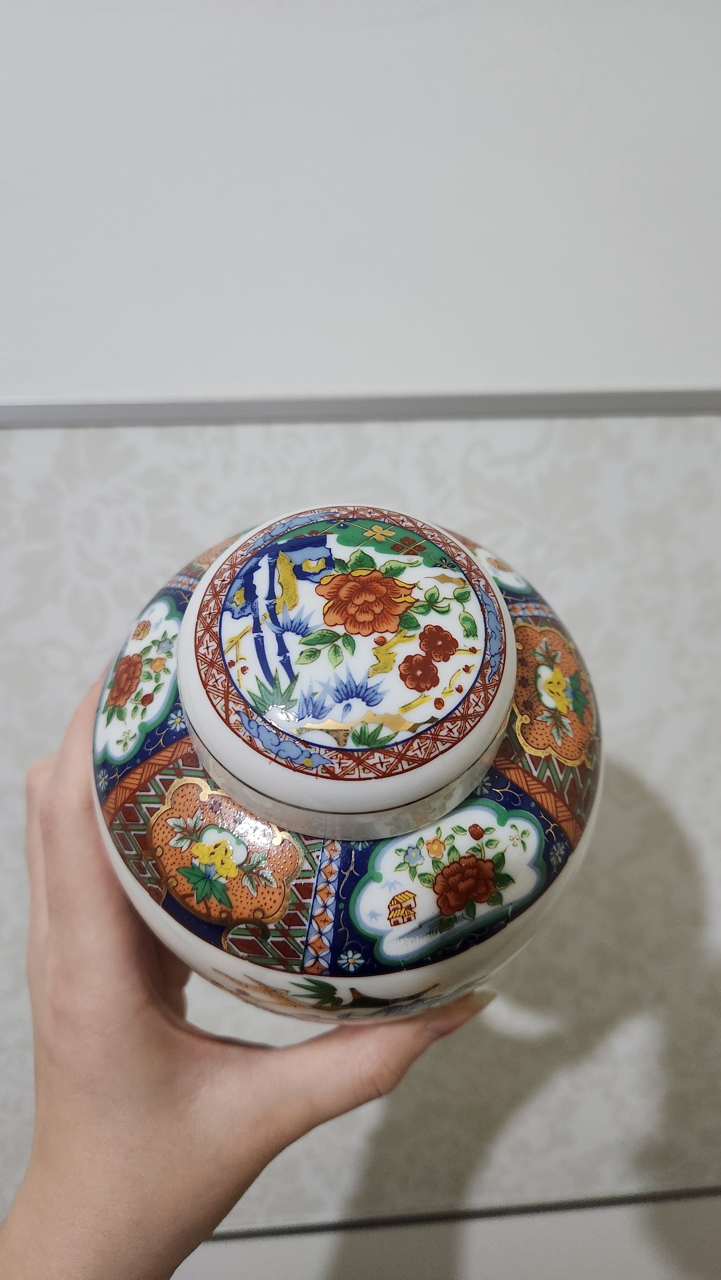 Vintage Miyako Imari Ware Handcrafted Porcelain 6-inch Ginger Jar