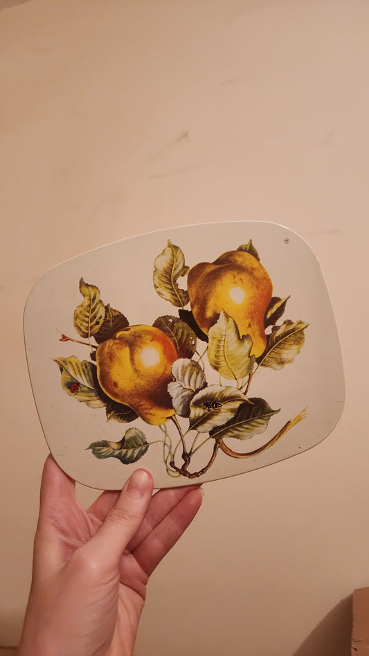 set of 3 vintage fruit-themed cork back trivets