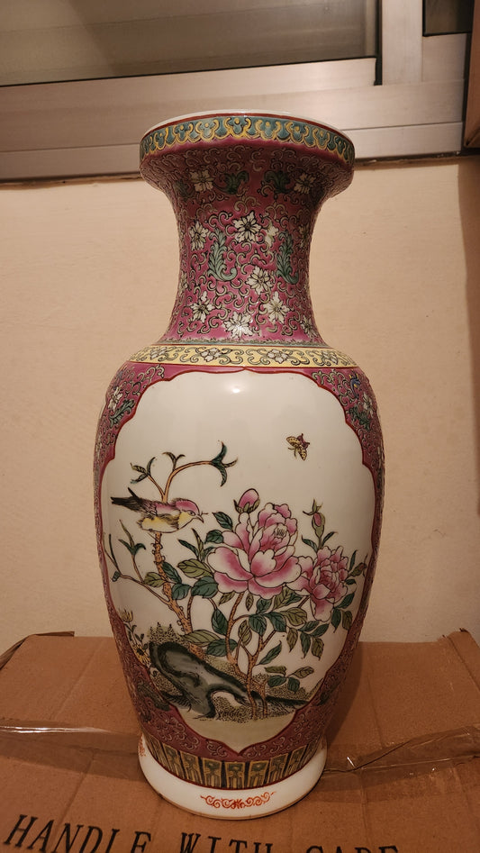 Chinese Famille Rose hand painted porcelain vase