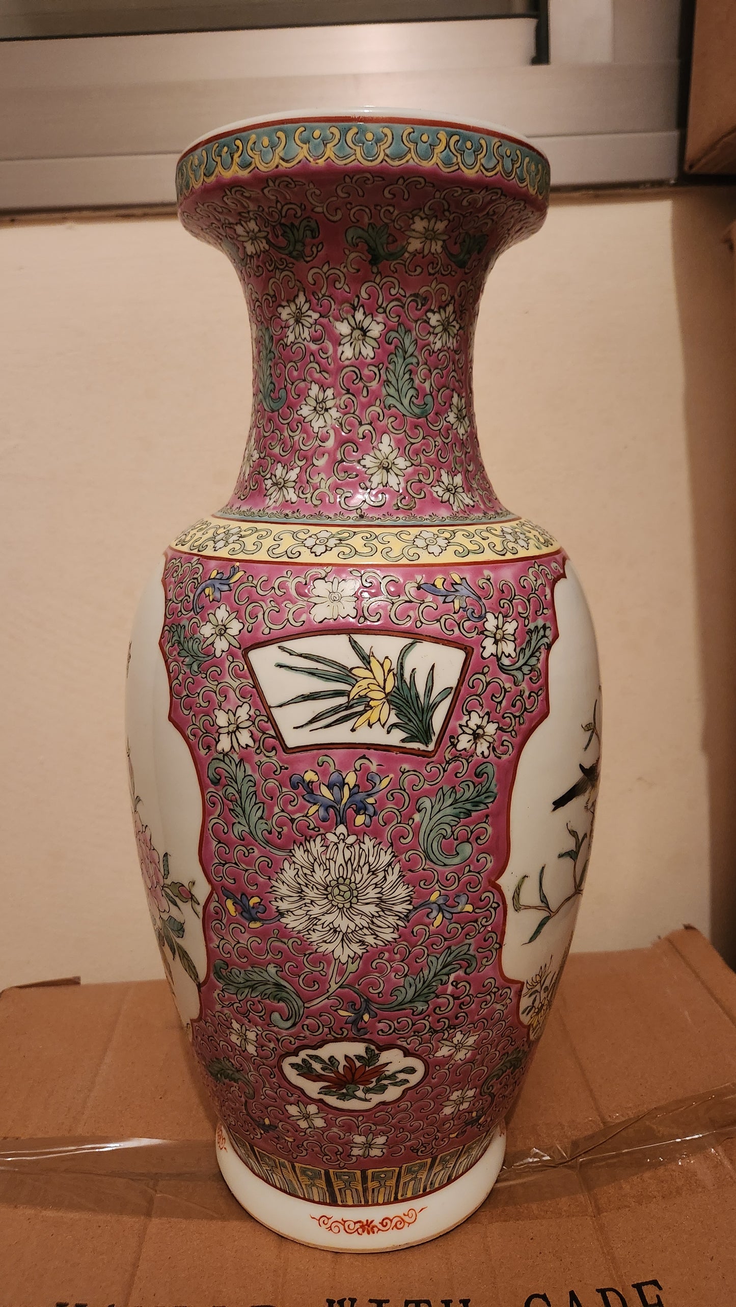 Chinese Famille Rose hand painted porcelain vase
