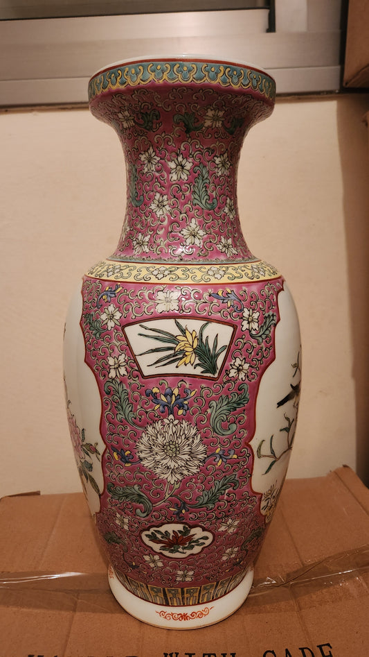 Chinese Famille Rose hand painted porcelain vase