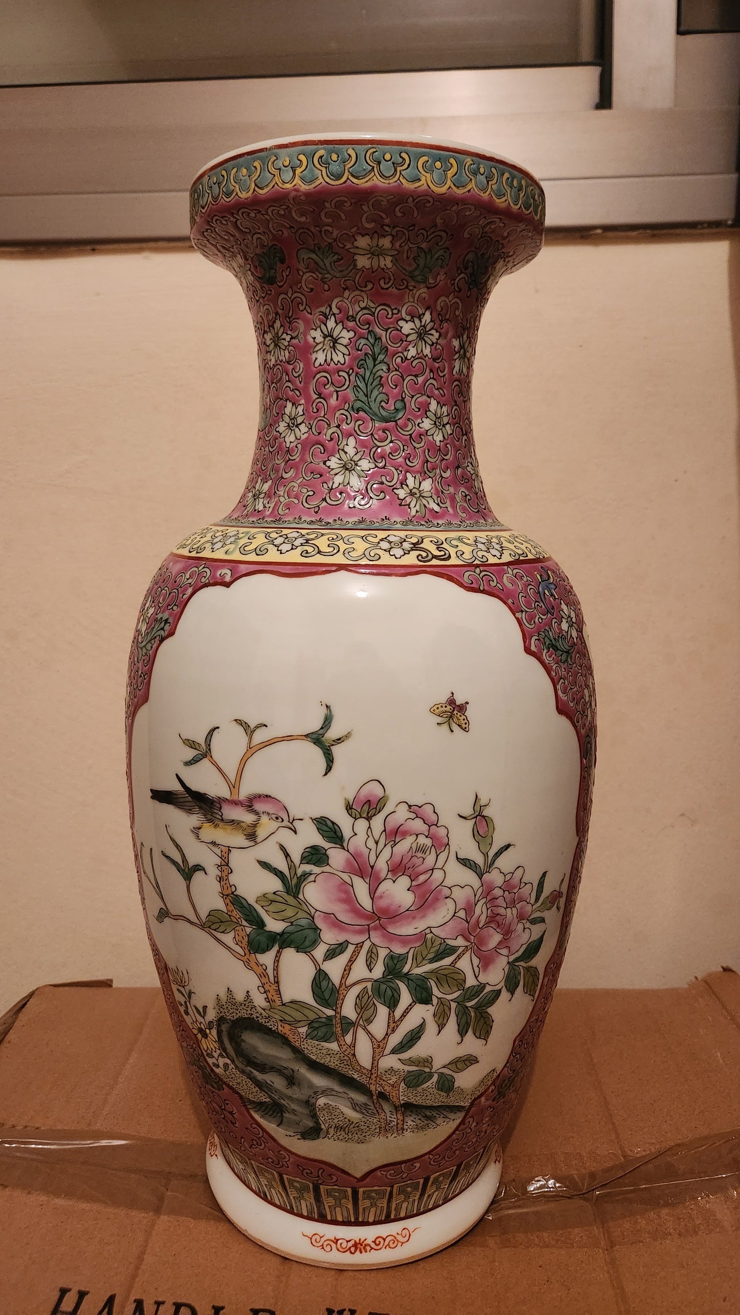Chinese Famille Rose hand painted porcelain vase