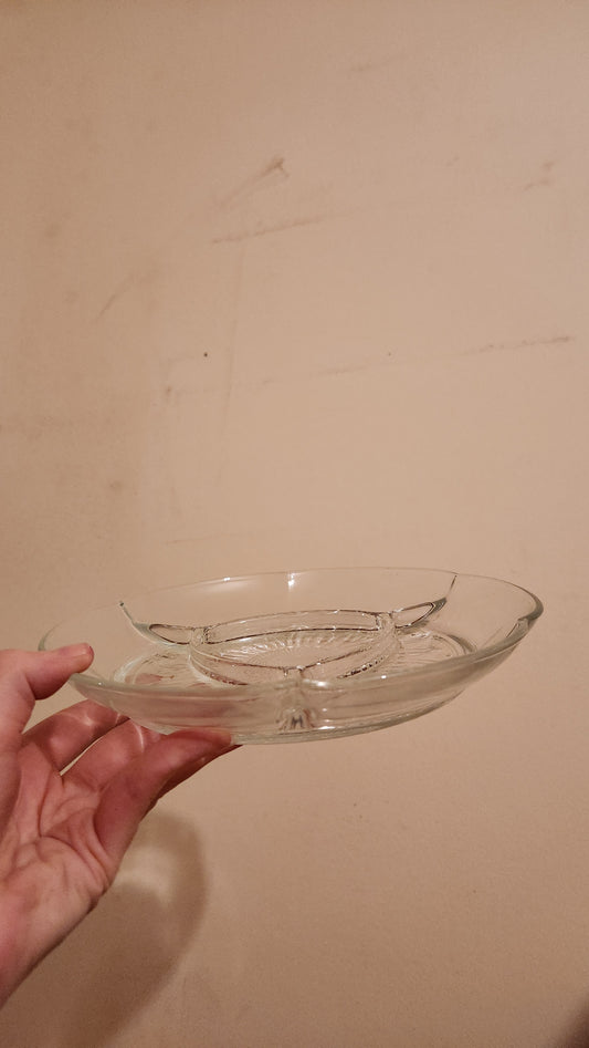 clear glass divided serving dish