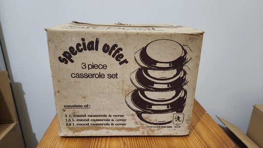 vintage Arcopal Gourmet Fumé 3 piece casserole set