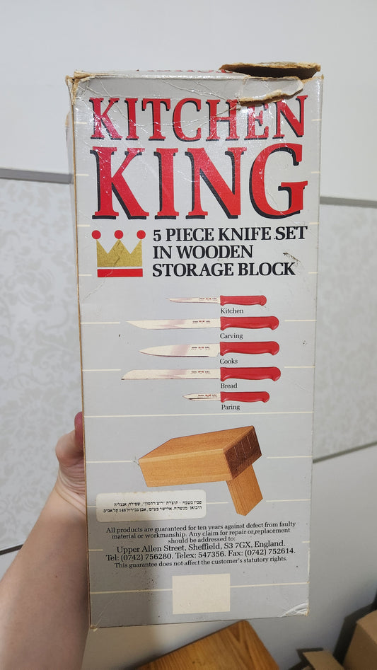 Kitchen King 5 piece knife set with wooden block